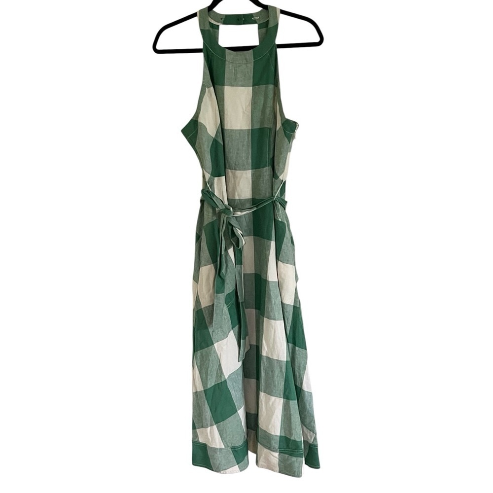 Maeve Anthropologie Greta Gingham Dress in Green NWT US 12
